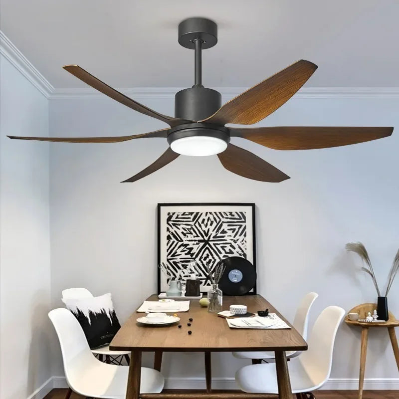 Ventilateur de Plafond Ebonyx LED 6 Pales-  Silencieux, LED Intégrée, Télécommande Lumixin