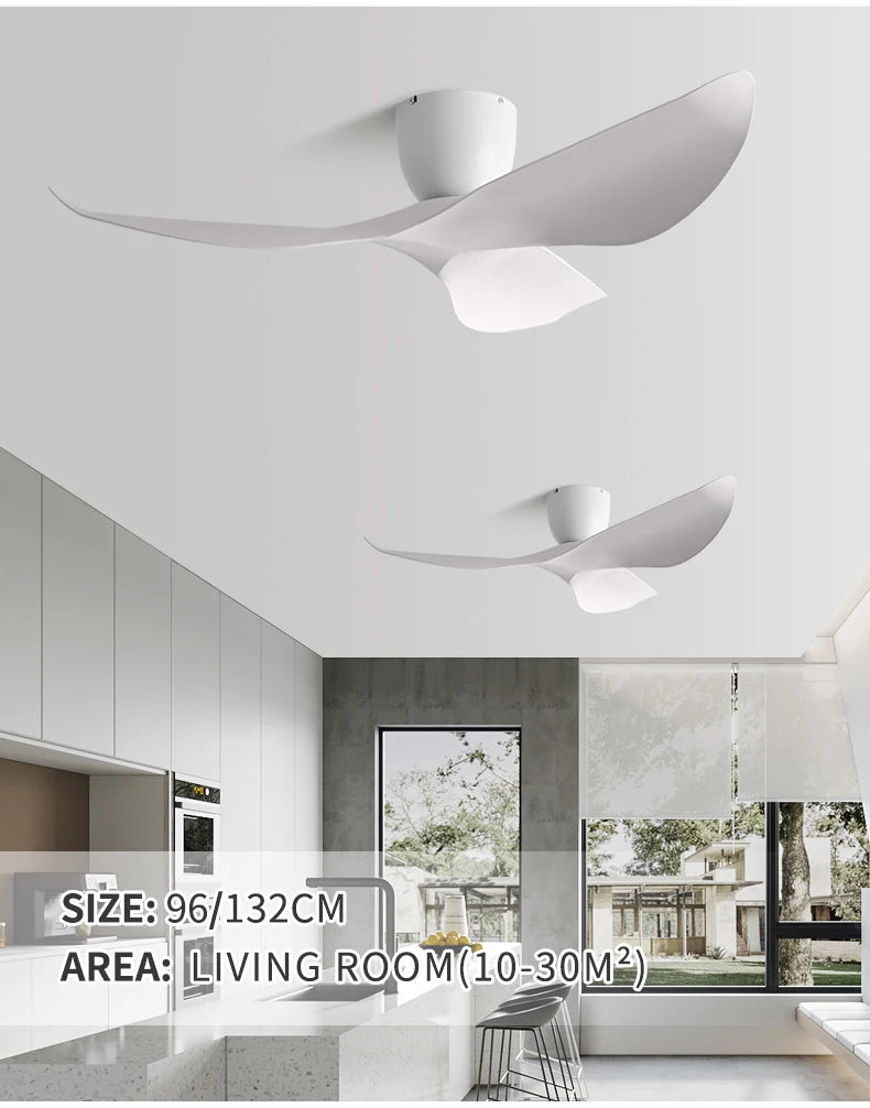 Ventilateur de Plafond Noctyra 96, 132 cm – 3 pales ABS, sans lumière, télécommande | Lumixin