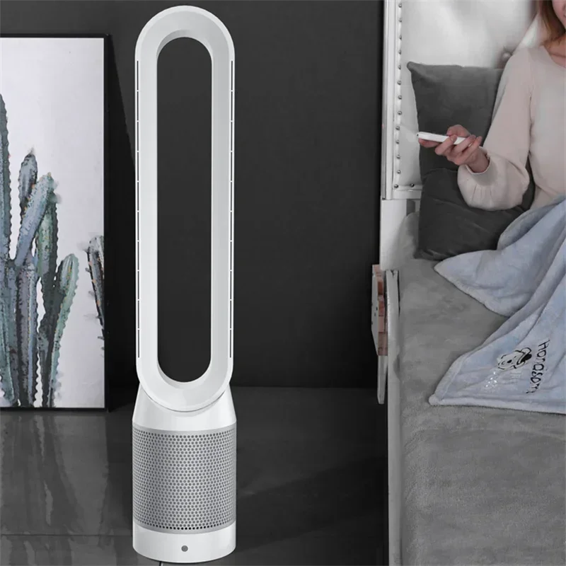 Ventilateur Sans Pales Filtrant – 40W, Télécommande, Minuterie 7h, Design Blanc Moderne