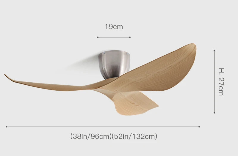 Ventilateur de Plafond Noctyra 96, 132 cm – 3 pales ABS, sans lumière, télécommande | Lumixin