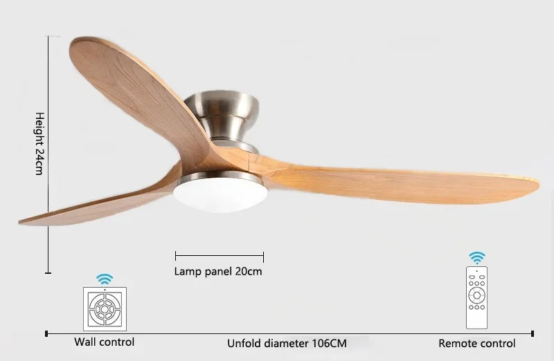 Ventilateur plafond Borelys Bois foncé LED – Ultra silencieux, design compact | Lumixin