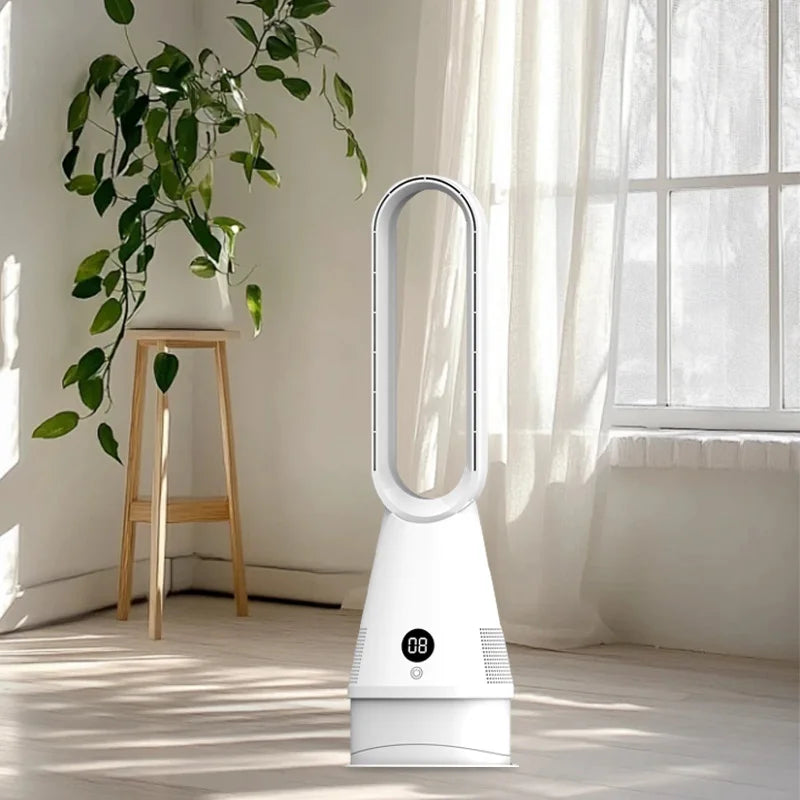 Ventilateur Sans Pales Design – 45W, Télécommande, LED, Minuterie 8h, Boucle Ovale