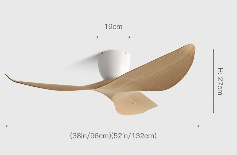 Ventilateur de Plafond Noctyra 96, 132 cm – 3 pales ABS, sans lumière, télécommande | Lumixin