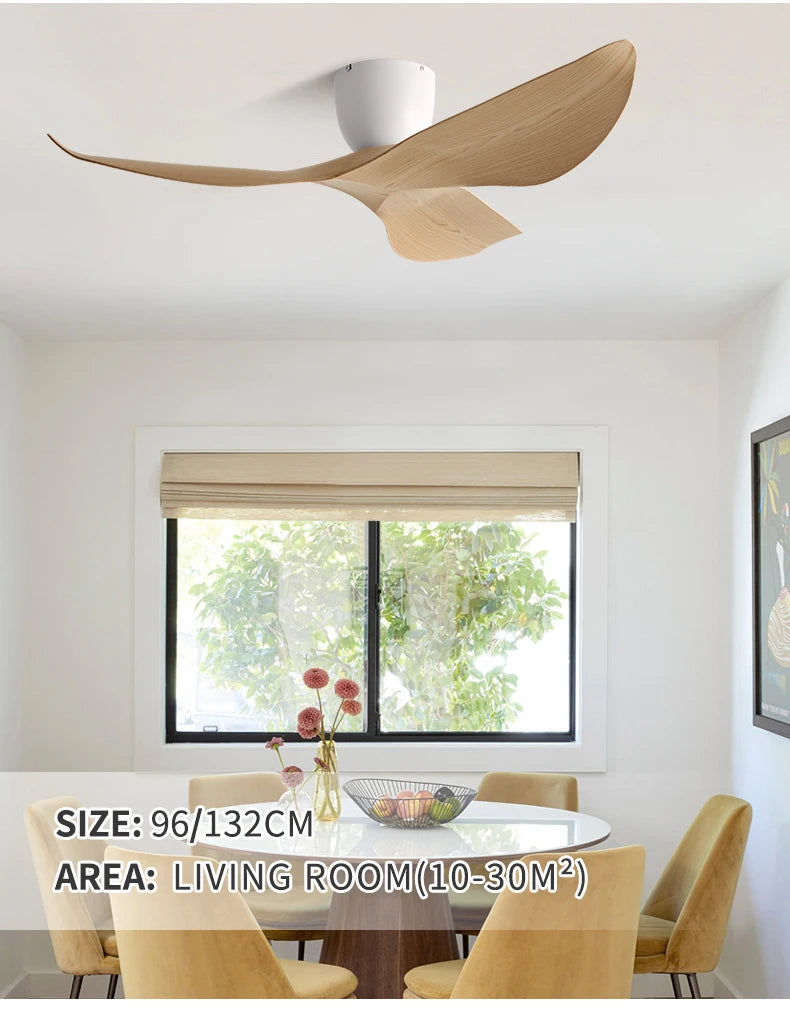 Ventilateur de Plafond Noctyra 96, 132 cm – 3 pales ABS, sans lumière, télécommande | Lumixin
