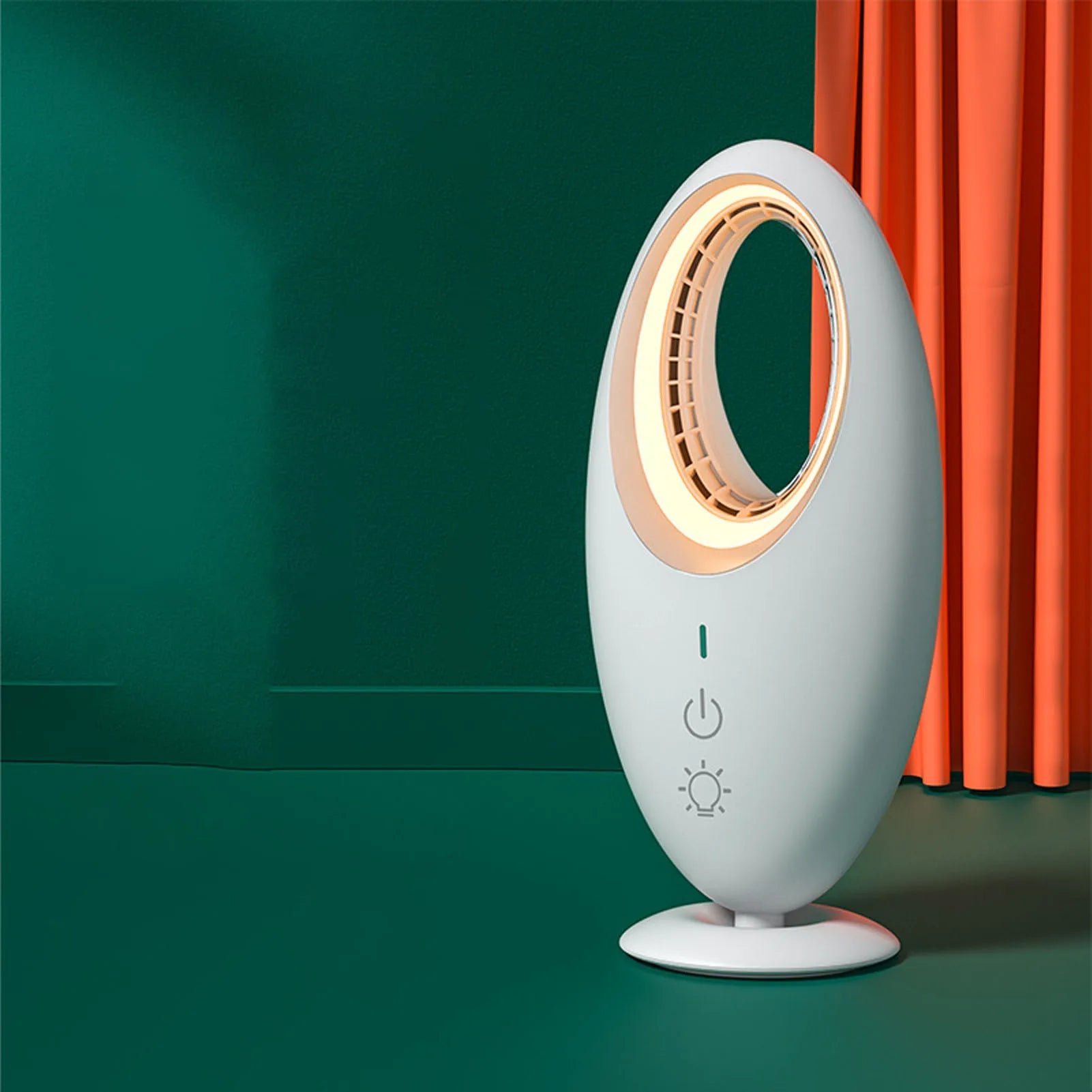 Ventilateur sans pales LED – Silencieux, 3 vitesses, lumière de nuit, USB rechargeable | Lumixin