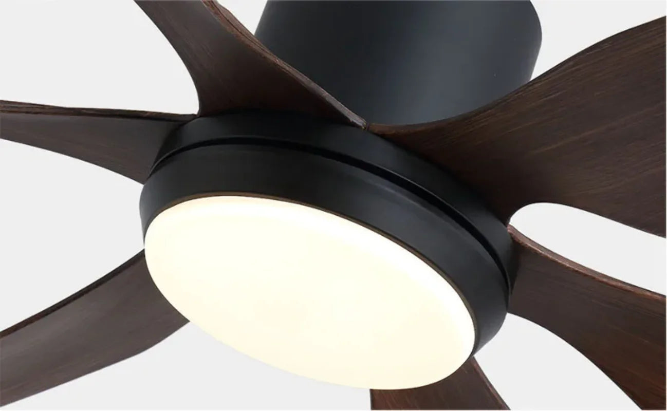 Ventilateur de Plafond Ebonyx LED 6 Pales-  Silencieux, LED Intégrée, Télécommande Lumixin