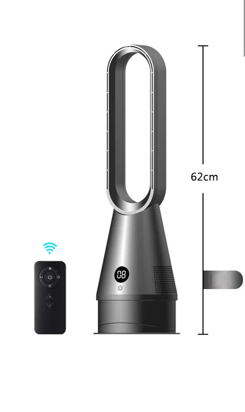 Ventilateur Sans Pales Design – 45W, Télécommande, LED, Minuterie 8h, Boucle Ovale