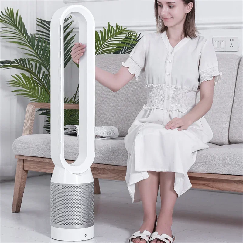 Ventilateur Sans Pales Filtrant – 40W, Télécommande, Minuterie 7h, Design Blanc Moderne