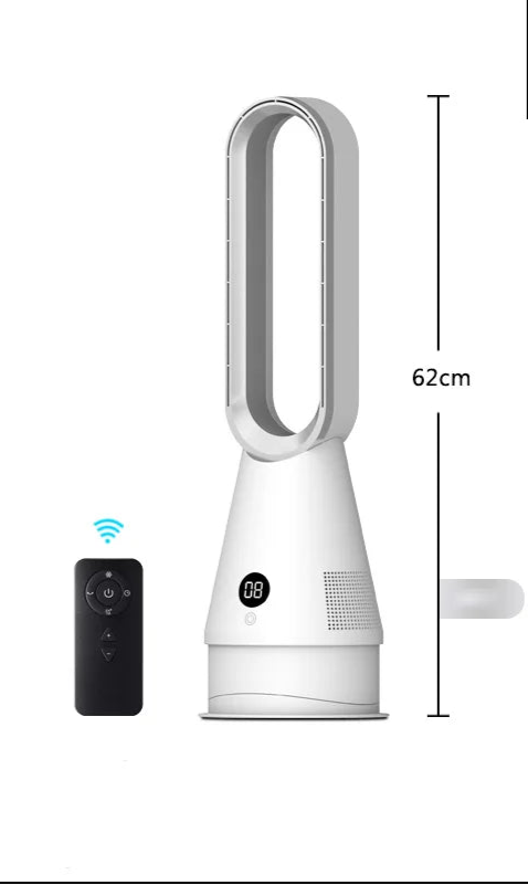 Ventilateur Sans Pales Design – 45W, Télécommande, LED, Minuterie 8h, Boucle Ovale