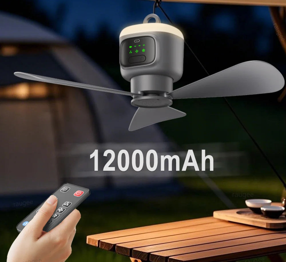 Ventilateur-Lampe Portable 12000 mAh – USB-C