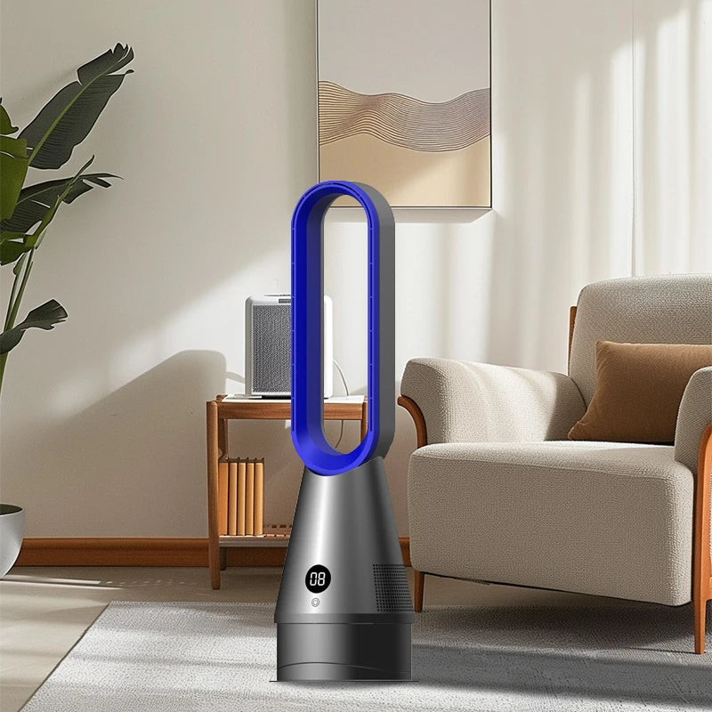 Ventilateur Sans Pales Design – 45W, Télécommande, LED, Minuterie 8h, Boucle Ovale