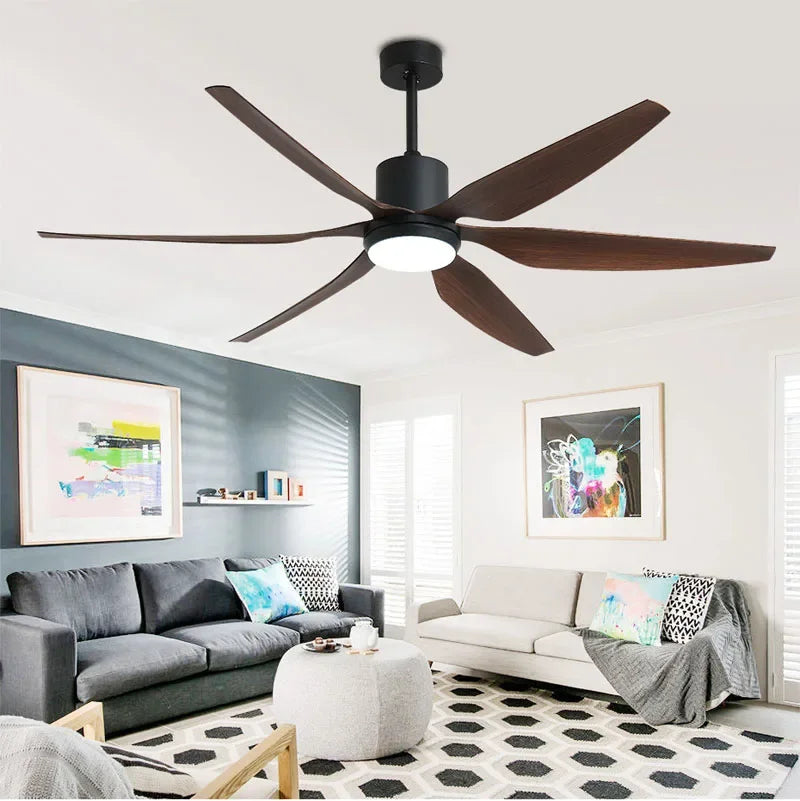 Ventilateur de Plafond Ebonyx LED 6 Pales-  Silencieux, LED Intégrée, Télécommande Lumixin