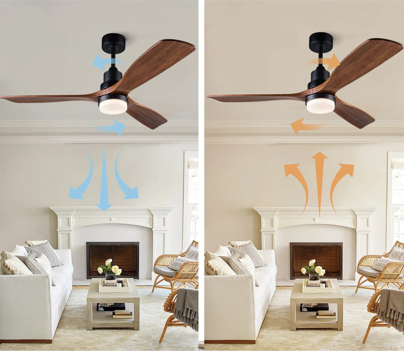 Ventilateur de Plafond Sylvara Ø132-106cm – Silencieux, LED Intégrée, Télécommande