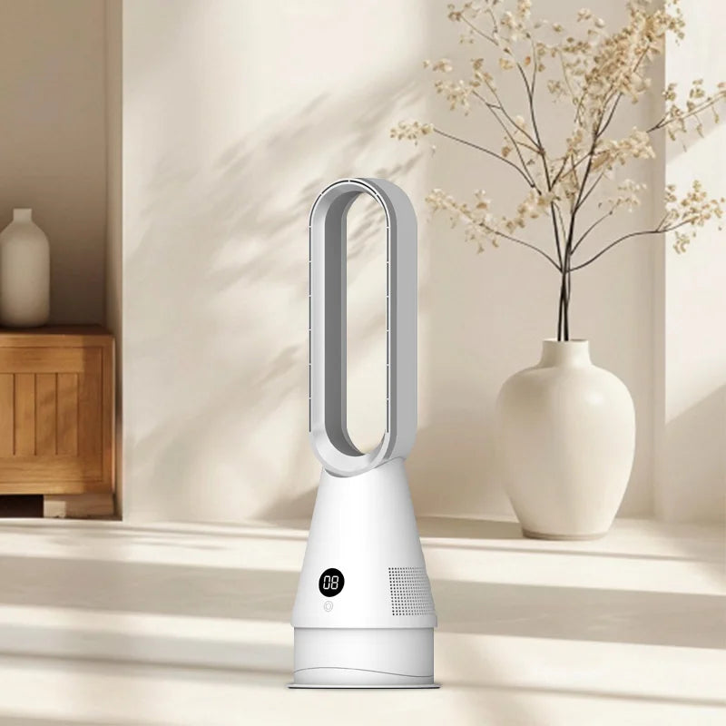 Ventilateur Sans Pales Design – 45W, Télécommande, LED, Minuterie 8h, Boucle Ovale