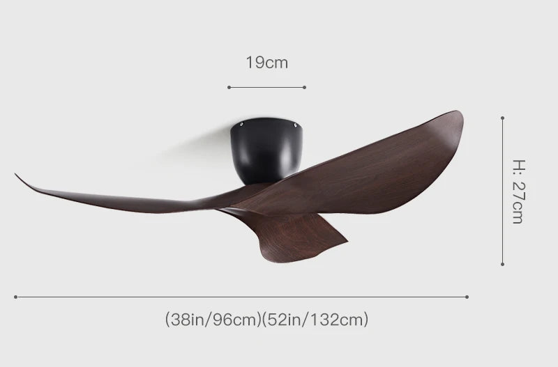Ventilateur de Plafond Noctyra 96, 132 cm – 3 pales ABS, sans lumière, télécommande | Lumixin