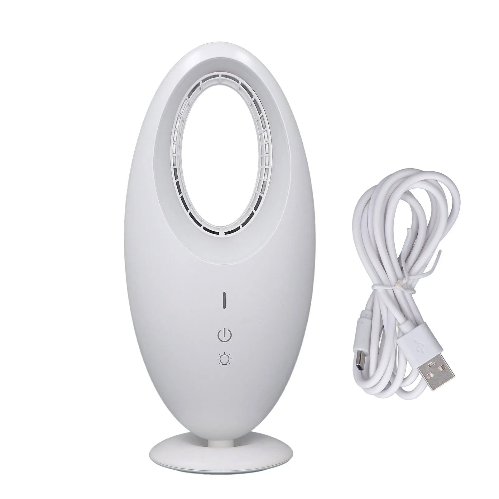 Ventilateur sans pales LED – Silencieux, 3 vitesses, lumière de nuit, USB rechargeable | Lumixin