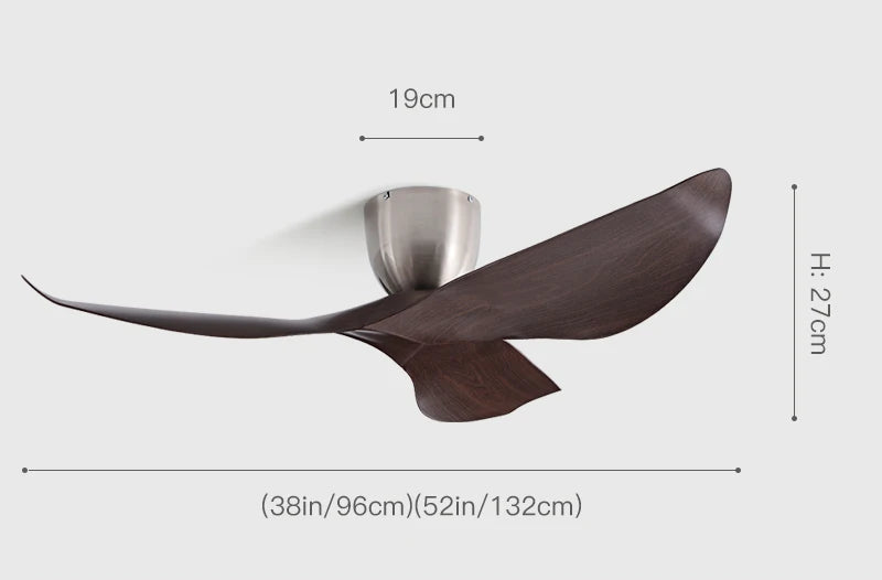 Ventilateur de Plafond Noctyra 96, 132 cm – 3 pales ABS, sans lumière, télécommande | Lumixin