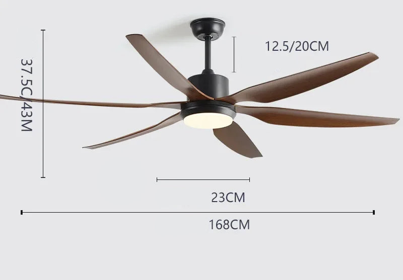 Ventilateur de Plafond Ebonyx LED 6 Pales-  Silencieux, LED Intégrée, Télécommande Lumixin