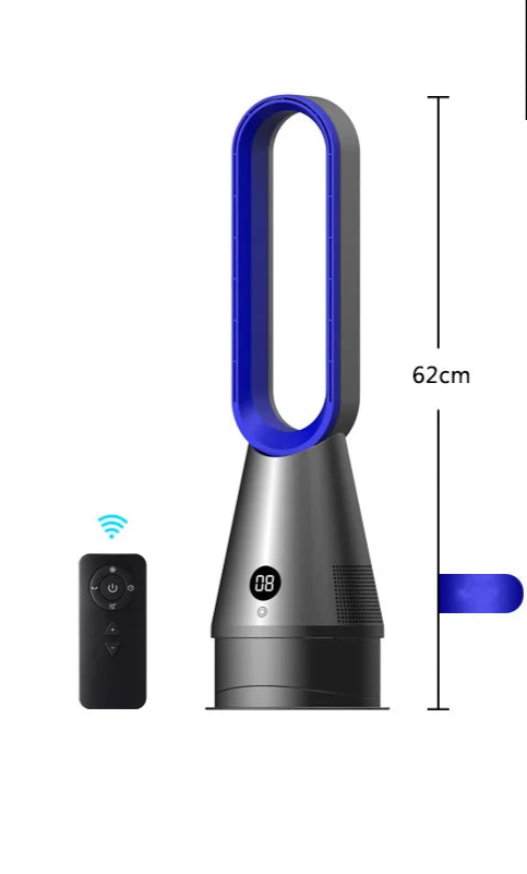 Ventilateur Sans Pales Design – 45W, Télécommande, LED, Minuterie 8h, Boucle Ovale