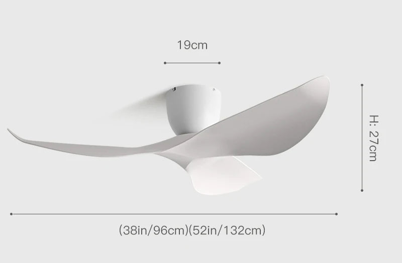 Ventilateur de Plafond Noctyra 96, 132 cm – 3 pales ABS, sans lumière, télécommande | Lumixin