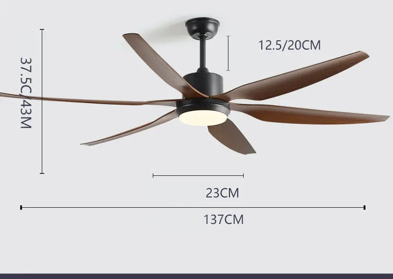 Ventilateur de Plafond Ebonyx LED 6 Pales-  Silencieux, LED Intégrée, Télécommande Lumixin