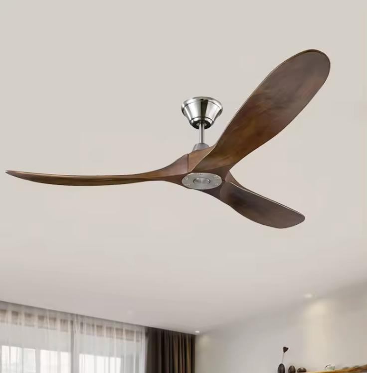 Ventilateur de Plafond Zéphira en Bois Naturel Silencieux Ø132,152,178cm – Style Tropical avec Télécommande | Lumixin