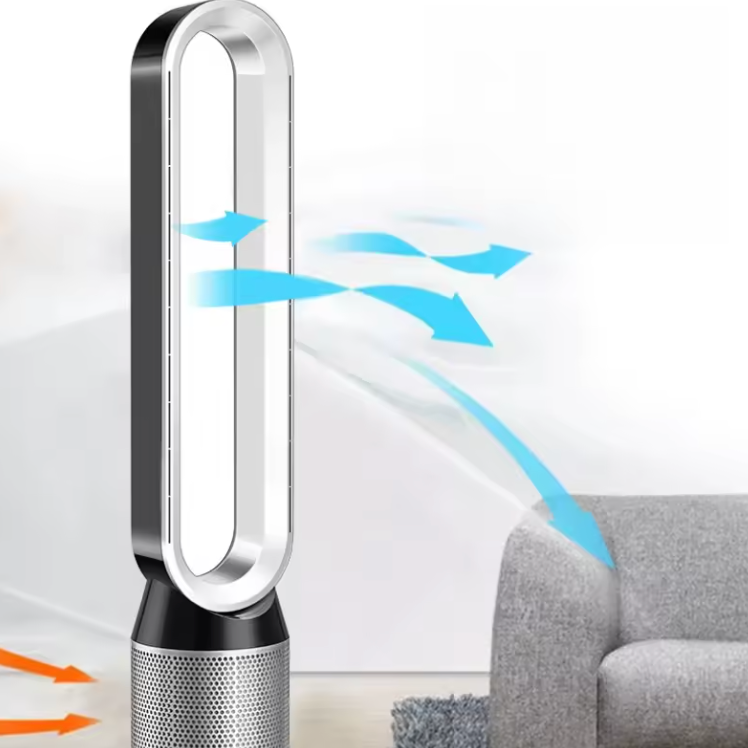 Ventilateur Sans Pales Filtrant – 40W, Télécommande, Minuterie 7h, Design Blanc Moderne