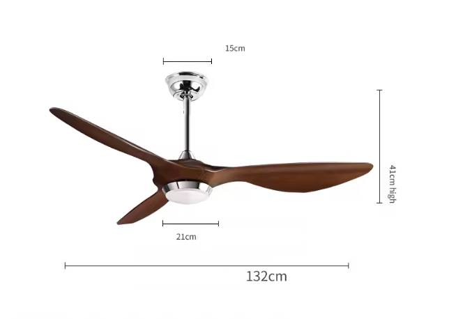 Ventilateur de Plafond Velonyx  – 132 cm, LED Intégrée, Télécommande, Ultra Silencieux Lumxin