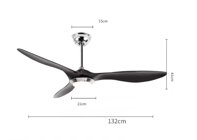 Ventilateur de Plafond Velonyx  – 132 cm, LED Intégrée, Télécommande, Ultra Silencieux Lumxin