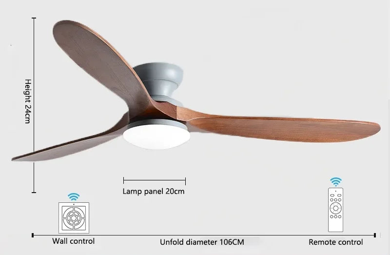 Ventilateur plafond Borelys Bois foncé LED – Ultra silencieux, design compact | Lumixin