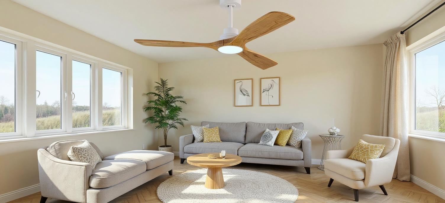 Ventilateur plafond Lumora bois  LED – Silencieux, design moderne avec télécommande | Lumixin