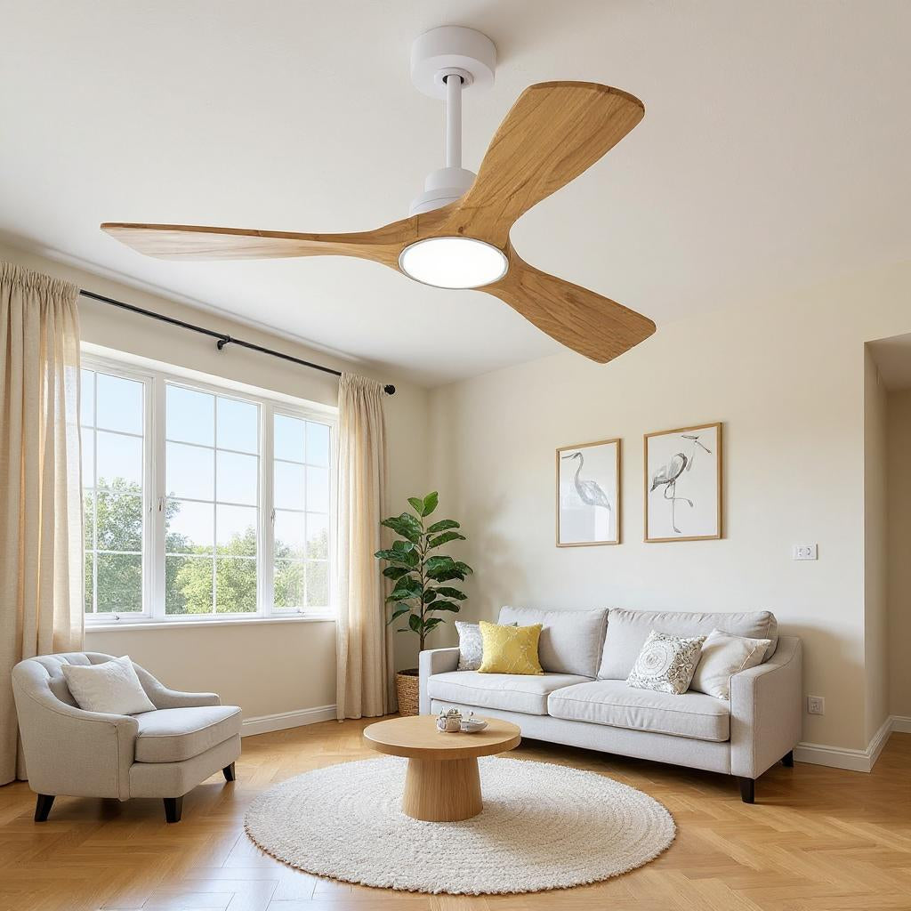 Ventilateur plafond Lumora bois  LED – Silencieux, design moderne avec télécommande | Lumixin