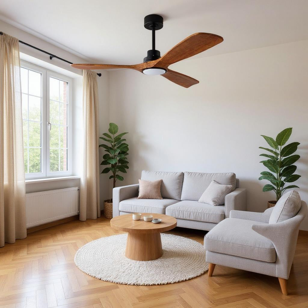 Ventilateur plafond Lumora bois  LED – Silencieux, design moderne avec télécommande | Lumixin