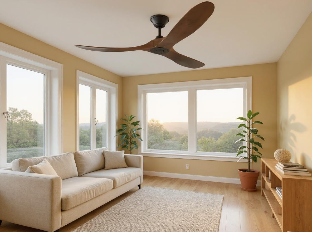 Ventilateur de Plafond Zéphira en Bois Naturel Silencieux Ø132,152,178cm – Style Tropical avec Télécommande | Lumixin