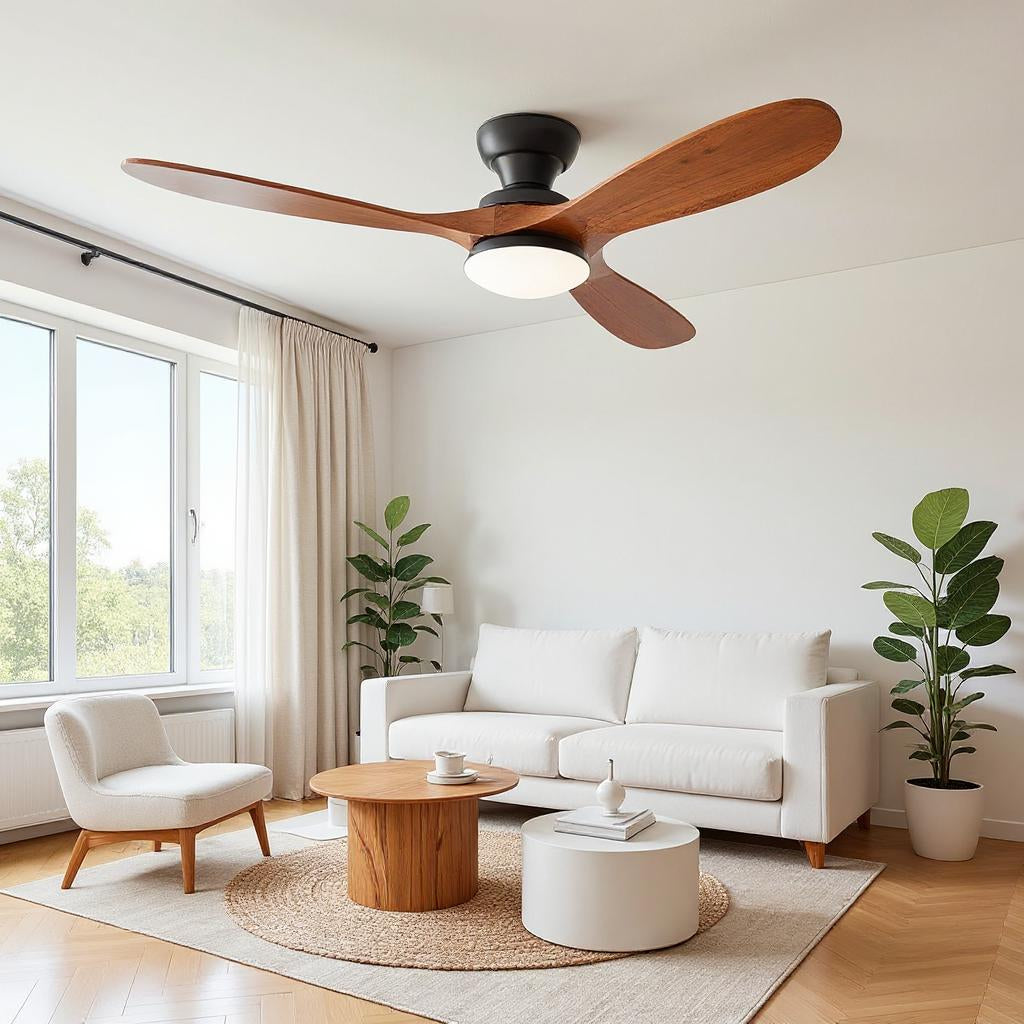Ventilateur plafond Borelys Bois foncé LED – Ultra silencieux, design compact | Lumixin