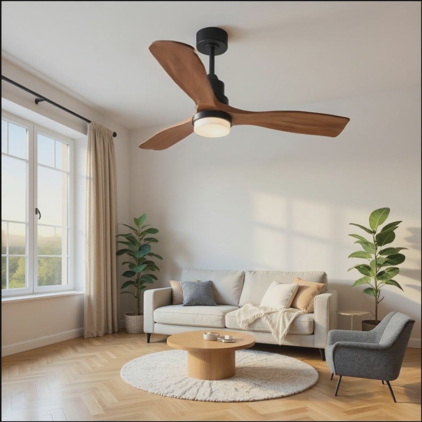 Ventilateur de Plafond Sylvara Ø132-106cm – Silencieux, LED Intégrée, Télécommande