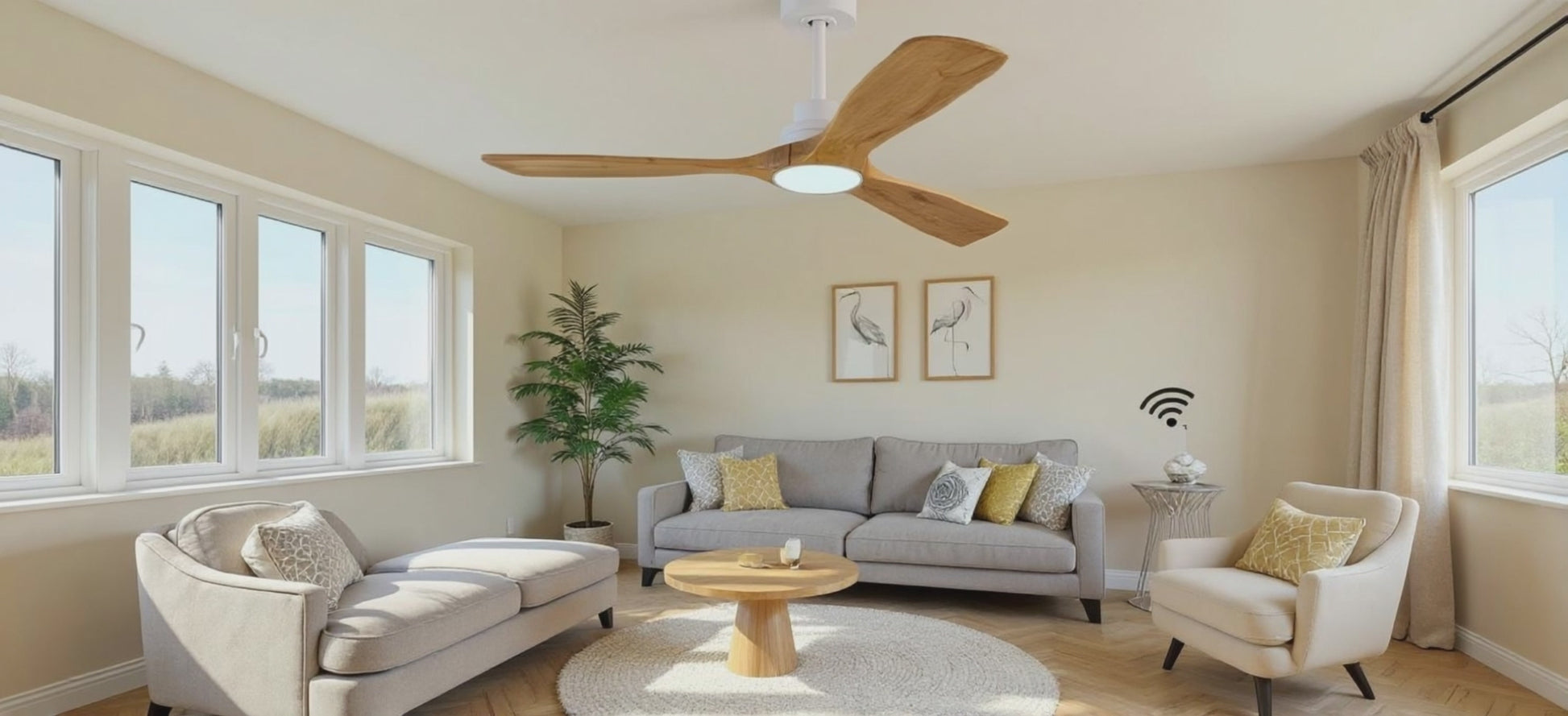 Ventilateur plafond Lumora bois  LED – Silencieux, design moderne avec télécommande | Lumixin