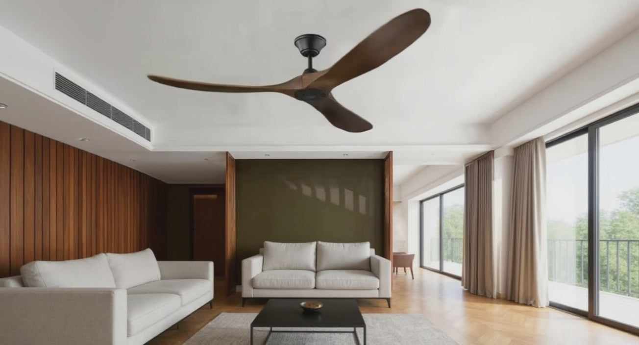 Ventilateur de Plafond Zéphira en Bois Naturel Silencieux Ø132,152,178cm – Style Tropical avec Télécommande | Lumixin